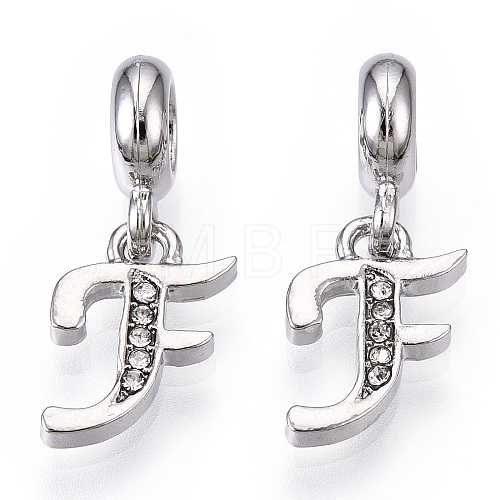 Platinum Rack Plating Alloy Rhinestone European Dangle Charms PALLOY-T048-36P-F-1