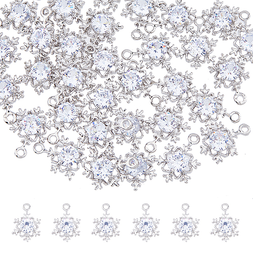 SUPERFINDINGS 40Pcs Alloy Cubic Zirconia Pendants ZIRC-FH0001-43-1