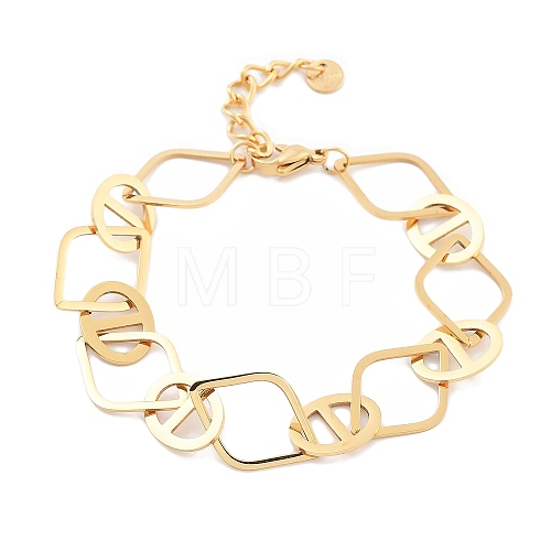 304 Stainless Steel Oval & Rhombus Link Chain Bracelets for Women BJEW-K249-01G-1
