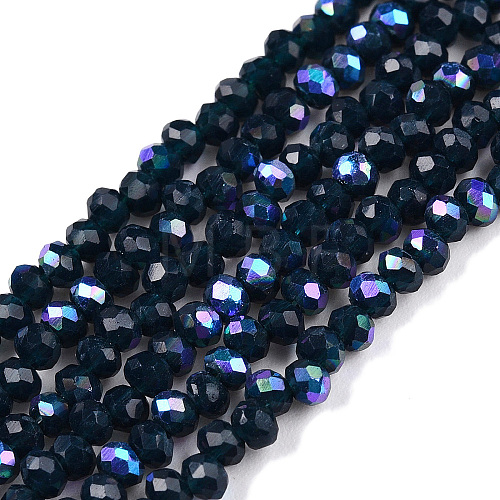 Electroplate Opaque Solid Color Glass Beads Strands EGLA-A044-P1mm-L16-1