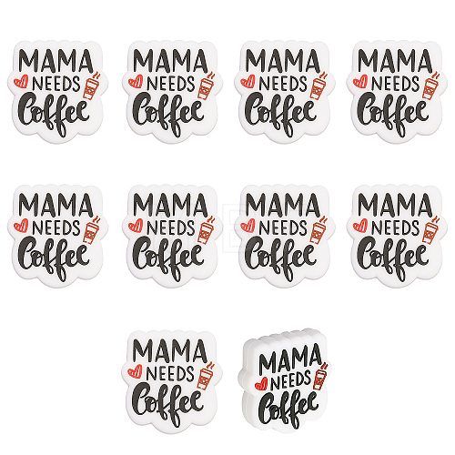 Word Mama Needs Coffee Silicone Beads SIL-CA0002-73-1