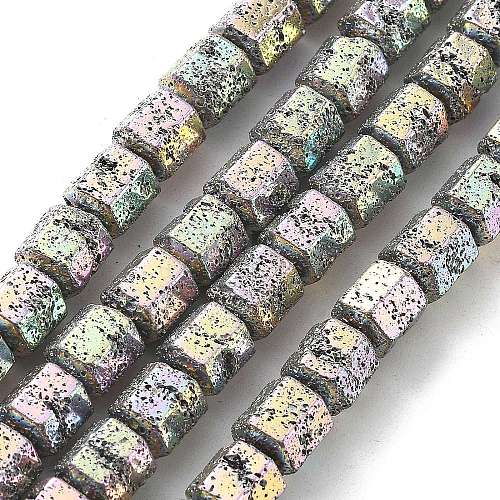 Electroplated Natural Lava Rock Beads Strands G-A251-A01-01F-1