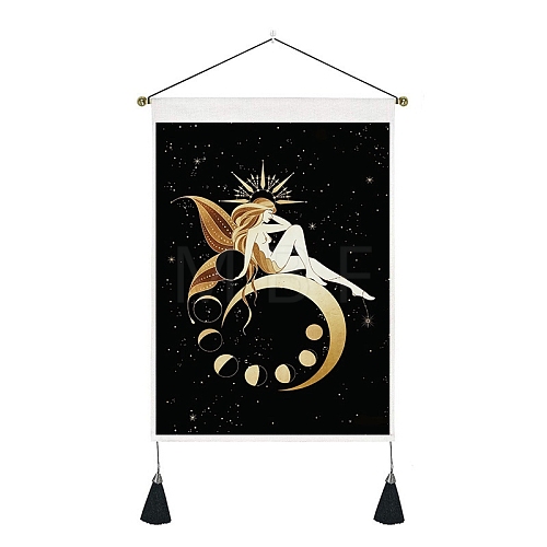 New Moon and Girl Hanging Tapestry Starry Sky Background Wall Living Room Bedroom Hanging Painting Can PW-WGFDEFE-07-1