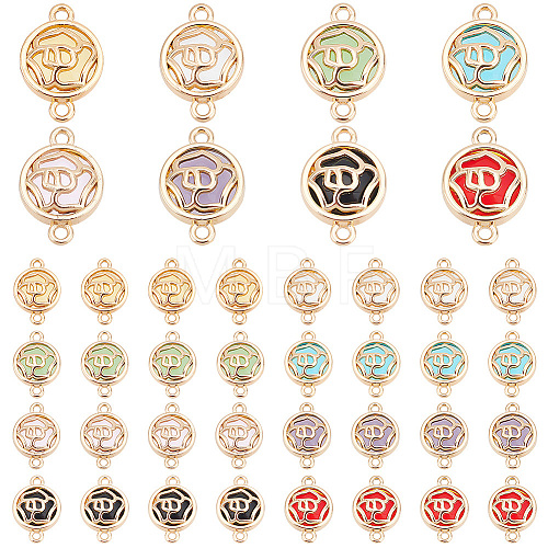 28pcs 7 colors Glass Connector Charms GLAA-AR0001-28-1