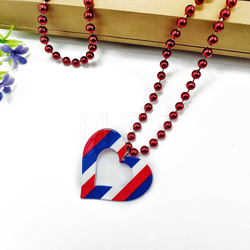 American Flag Style Red Blue White Acrylic Pendant Necklaces PW-WG58DCD-01-1