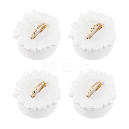 Flower Shaped Gesso Ring Display Stands ODIS-WH0029-98-1