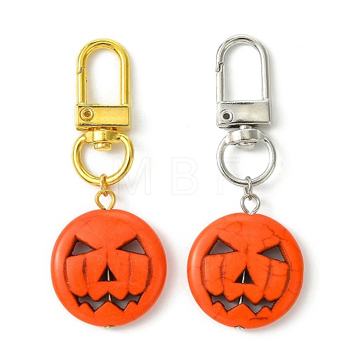 2Pcs 2 Colors Halloween Synthetic Turquoise Pumpkin Pendant Decorations HJEW-JM01947-1