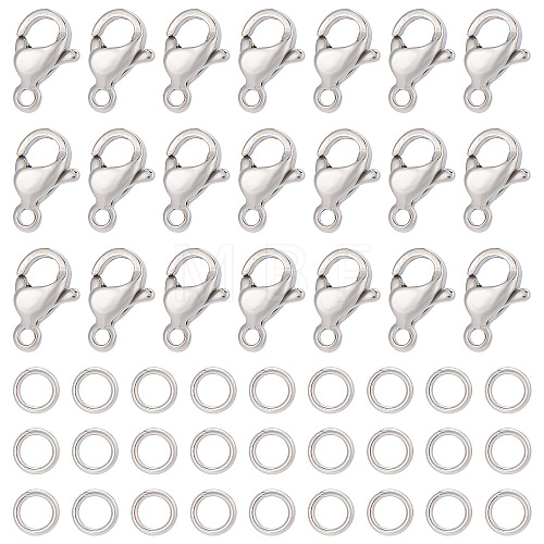 120Pcs 304 Stainless Steel Lobster Claw Clasps with 120Pcs Open Jump Rings STAS-SC0004-90-1