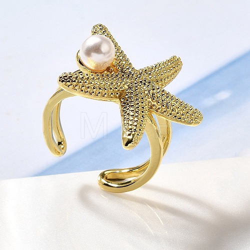 Brass Cuff Rings for Women RJEW-Q008-02G-1