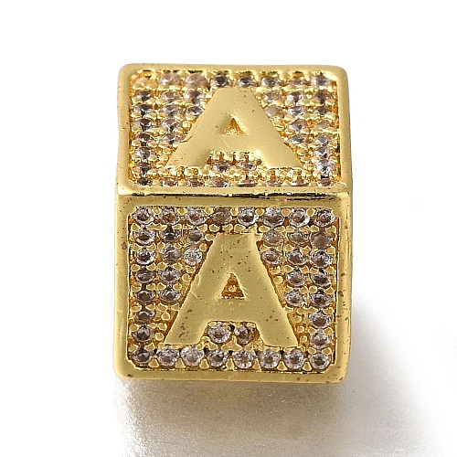 Brass Cubic Zirconia Beads KK-Q818-01A-G-1