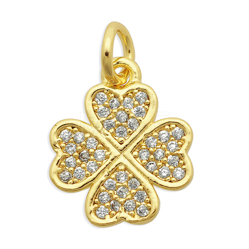 Brass Micro Pave Clear Cubic Zirconia Charms KK-N241-LA822-2-NR-1