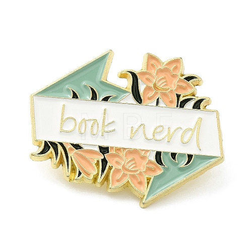 Reading Theme Zinc Alloy Enamel Pins JEWB-K001-02B-G-1