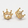 Crown Brass Micro Pave Grade AAA Cubic Zirconia European Bead ZIRC-O022-60G-NR-1