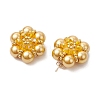 Glass Seed Beads Flower Stud Earrings EJEW-MZ00349-03-4