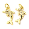 Rack Plating Brass Micro Pave Clear Cubic Zirconia Pendants KK-D036-23G-2