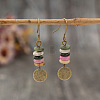 Alloy Lampwork Rondelle Beaded Dangle Earrings FS-WGC6024-01-2