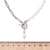 304 Stainless Steel Figaro Chain Natural Cultured Freshwater Pearl Rice Beaded Necklaces with OT Clasps NJEW-JN05959-02-4