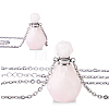 Natural Rose Quartz Faceted Perfume Bottle Pendant 304 Stainless Steel Cable Chain Necklaces NJEW-WH0002-268C-1
