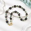 Raw Rough Natural Iolite and Dyed White Jade Rondelle Beaded Necklaces NJEW-JN06646-1