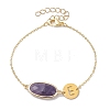 Natural Amethyst Faceted Oval Link Bracelets BJEW-JB10263-02-1