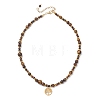 Tree of Life 304 Stainless Steel Pendant Natural Tiger Eye Round Beaded Necklaces NJEW-JN05712-4