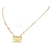 Brass Bag Locket Pendant Cross Link Chain Necklaces for Women NJEW-JN05838-2