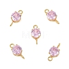 Brass Pave Cubic Zirconia Flat Round Connector Charms KK-P347-01G-02-1