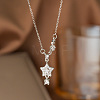 Brass Pave Clear Cubic Zirconia Star Pendant 304 Stainless Steel Cable Chain Necklaces for Women WGDE7B3-02-1