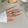 Natural Amethyst & Natural Green Aventurine & Natural Crystal Quartz 304 Stainless Steel Finger Rings FS-WGE331D-11-1