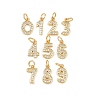 Brass Micro Pave Clear Cubic Zirconia Charms KK-G544-04G-1