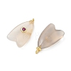 Brass & Natural Grey Agate & Cubic Zirconia Pendants GG-CBAD360-20G-09-2