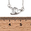 Brass Pave Cubic Zirconia Rectangle and Heart Pendant Cable Chain Necklaces KK-CBAB173-04P-04-5