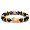 Natural Agate Stone Bracelet with 3D Gold Pixiu for Men and Women ST8831005-1