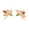 Brass Micro Pave Cubic Zirconia Stud Earrings EJEW-F400-02F-G-2