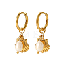 Beach Style Stainless Steel Gold Plated Imitation Pearl Shell Dangle Earrings HN4085-1