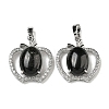 Natural Obsidian with Clear Cubic Zirconia Pendants G-G133-03P-23-1