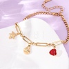 Ocean 304 Stainless Steel Pave Red Cubic Zirconia Charm Anklets for Women SA-CBA3D94-04C-G-3