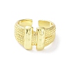 Rectangle Shape Rack Plating Brass Open Cuff Ring for Women RJEW-F155-03G-2