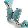 Natural Crackle Turquoise & Synthetic Turquoise Braided Round Bead Bracelets BJEW-K251-06I-3