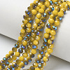 Electroplate Opaque Solid Color Glass Beads Strands EGLA-A034-P6mm-I15-1