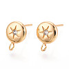 Brass Micro Pave Clear Cubic Zirconia Stud Earring Findings X-MAK-T011-11G-04-1