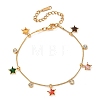 304 Stainless Steel Pave Cubic Zirconia Charm Bracelets for Women BJEW-T027-03G-2