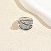 Brass Micro Pave Cubic Zirconia Finger Rings BK2571-1-1