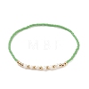 Natural Pearl & Glass Seed & Brass Beaded Stretch Bracelet for Women BJEW-JB08977-4