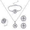 Alloy Rhinestone Link Bracelets & Stud Earrings & Pendant Necklaces & Rings Sets WG6A31F-03-3