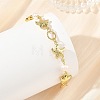 Ocean 304 Stainless Steel Starfish Link Chain Bracelets with Natuarl Pearl for Women BJEW-JB14332-2