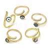 Brass Micro Pave Clear Cubic Zirconia Enamel Cuff Rings  for Women RJEW-L113-034G-4