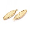 304 Stainless Steel Feather Pendants STAS-T067-32G-2