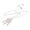 Woven Net/Web with Feather 304 Stainless Steel Pendant Necklaces for Women NJEW-G087-04P-3