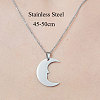 Non-Tarnish 201 Stainless Steel Crescent Moon Pendant Necklace NJEW-OY002-12-3